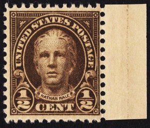 US 653 MNH VF 1/2 Cent Nathan Hale - Olive Brown