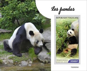 Togo - 2022 Giant Pandas on Stamps - Stamp Souvenir Sheet - TG220222b1
