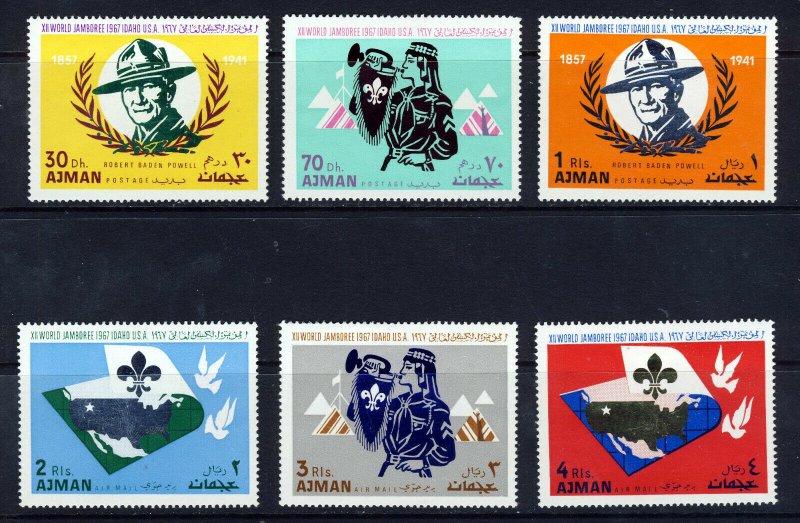 AJMAN 1967 The Boy Scouts Jamboree Set Michel #182 to #187 MINT