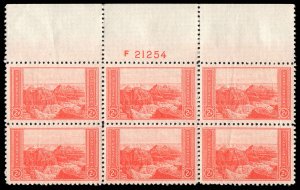 USA 741 Mint (NH) Plate Block of 6 (VF centering/creases right side)