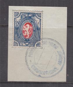 CZECH ARMY in SIBERIA, 1919 25k. Red & Blue, cancelled on piece.