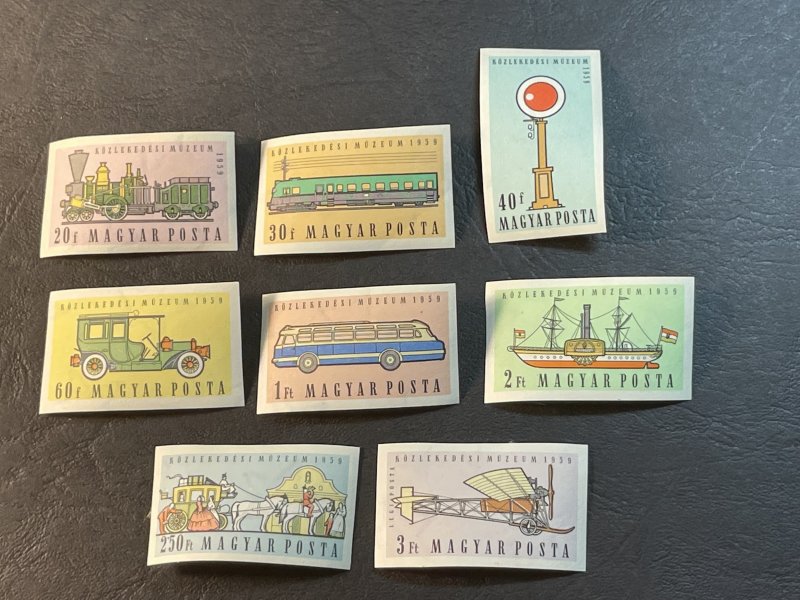 HUNGARY # 1224-1230 & C201-MINT NEVER/HINGED-COMPLETE SET-IMPERF AS ISSUED-1959