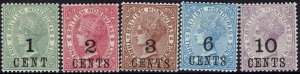 BRITISH HONDURAS 1888 QV SURCHARGE 1C - 10C