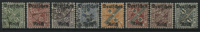 Wurttemberg 1920 overprinted Deutches Reich Officials set, 5 pf to 1 mark used