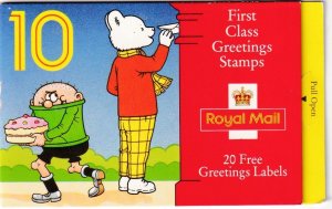 GB 10 x 1st CLASS GREETINGS BOOKLET MNH RUPERT THE BEAR