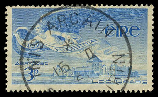 IRELAND Sc C2 F-VF/USED - 1948 3p Angel Over Lough Derg - Nice, Clear Cancel