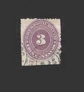 SE)1886 MEXICO, FROM THE NUMERAL SERIES, 3C LILA SCT176 IMPERFORATED, USED