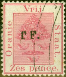 Orange Free State 1892 6d Rose-Carmine Telegraph SGT27c Inverted L for T V.F.U