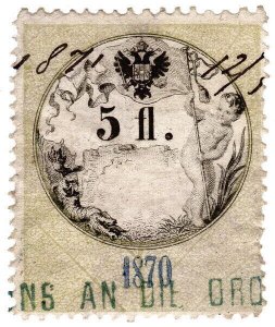 (I.B) Austria/Hungary Revenue : Stempelmarke 5fl (1870)