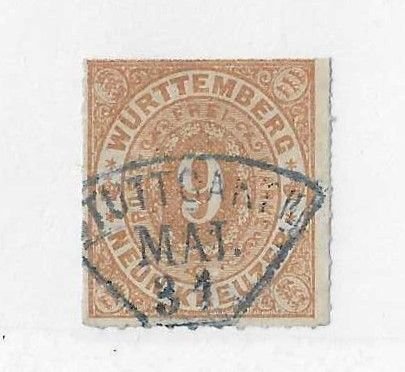 Wurttemberg (Germany) Sc #51 9kr pale brown used FVF