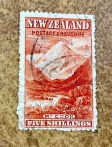 New Zealand #83  Mt Cook 5 sh vermilion, used 1898 issue