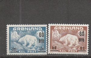 Greenland  Scott#  39-40  MH  (1956 Surcharged)