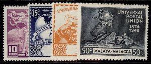 MALAYSIA - Malacca GVI SG18-21, 1949 ANNIVERSARY of UPU set, NH MINT.