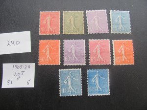 FRANCE 1903-38 HINGED LOT  VF $81  (240) NEW COLLECTION