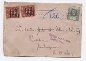 1927 Fiji to USDA postage due cover [SR.52]