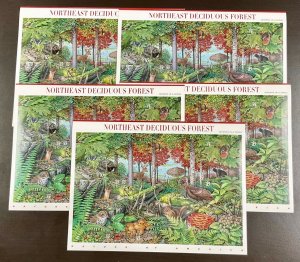 3899 Northeast Deciduous Forest Lot of 5 MNH 37 c Sheets of 10 FV $18.50   2005