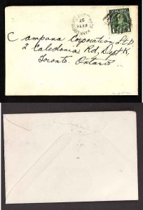 Canada-cover #2837a-1c KGV-Middlesex cnty-Hyde Park Corner,Ont single broken cir