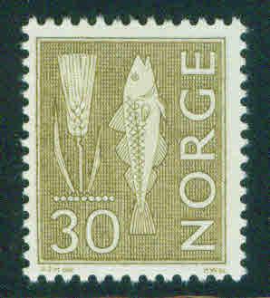 Norway Scott 421 MH* 1963 Fish and Rye stamp