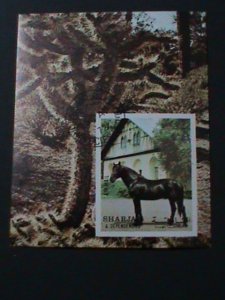 ​SHARJAH-1972-FAMOUS BEAUTIFUL LOVELY HORSE-BLACK BEAUTY-CTO-IMPERF S/S VF