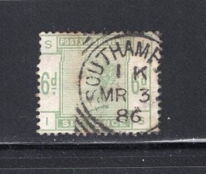 GB 1884 QV 6p Green Fine Used Good Color Neat Cancel #105 CV$280