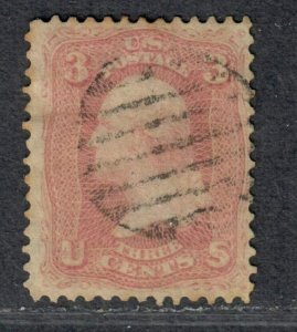 $US Sc#64b used, Fine, rose pink, perf toning, Cv. $150