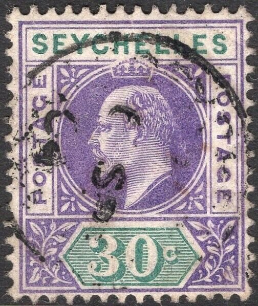 SEYCHELLES-1903 30c Violet & Dull Green Sg 52 GOOD USED V50069