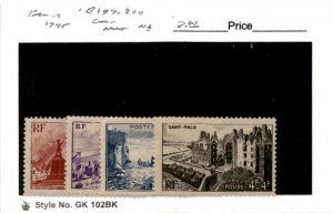 France, Postage Stamp, #B197-B200 Mint NH, 1945 World War 2 Ruins (AB)