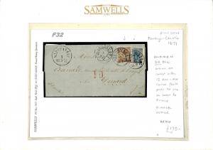 SWEDEN CLASSIC Cover 1871 30o Brown *Sundsvall* Destination FRANCE {samwells}F32