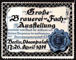 1914 Germany Poster Stamp Large Brewery Trade Exhibition Organized Association