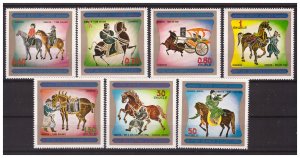 EQUATORIAL GUINEA 1977 HORSES Chinese Paintings  7v MNH