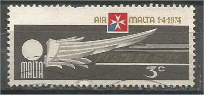 MALTA, 1974, used 3p, Winged emblem, Scott C2