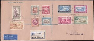 SAMOA 1952 Definitive set complete on registered FDC ex Apia...............A8830