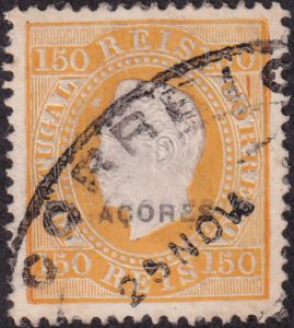 Azores 1882-1885 SC 56c Used Double Overprint Perf 13.5 