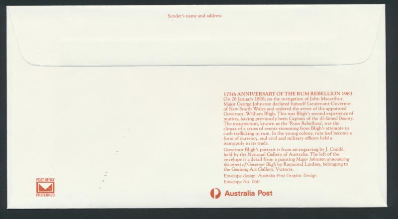 Australia PrePaid Envelope 1983 175th Anniversary of the Rum Rebellion