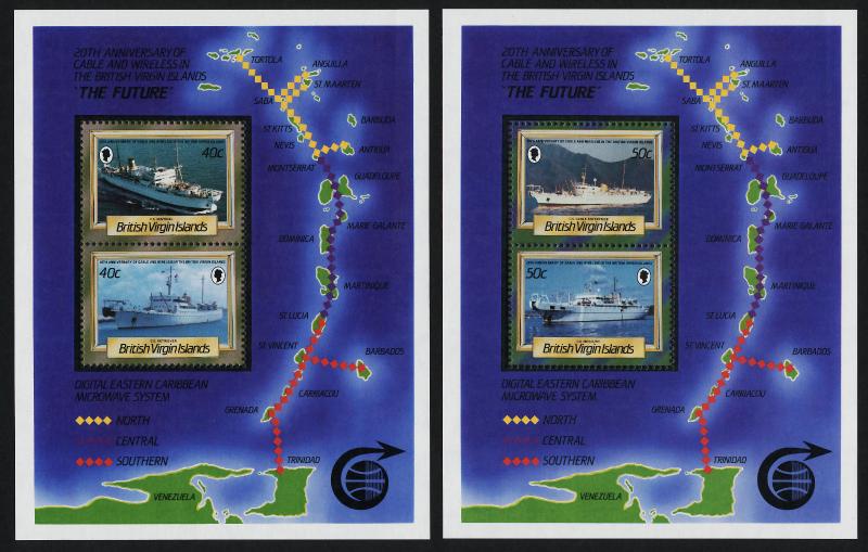 Virgin Islands 555-8 MNH Cable-Laying Ships, Map