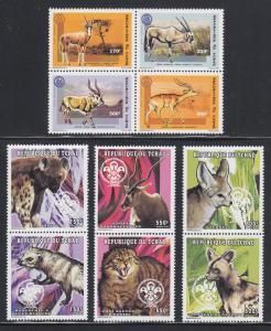 Chad Sc 725, 735-737 MNH. 1997 Antelopes, Wild Animals, 2 complete sets, VF