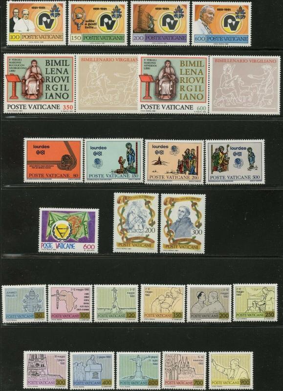 VATICAN Sc#681-704 Six Sets 1981 Year Complete Mint OG NH