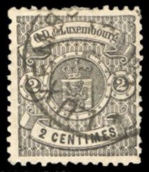 Luxembourg #30 Cat$27.50, 1875 2c black, used