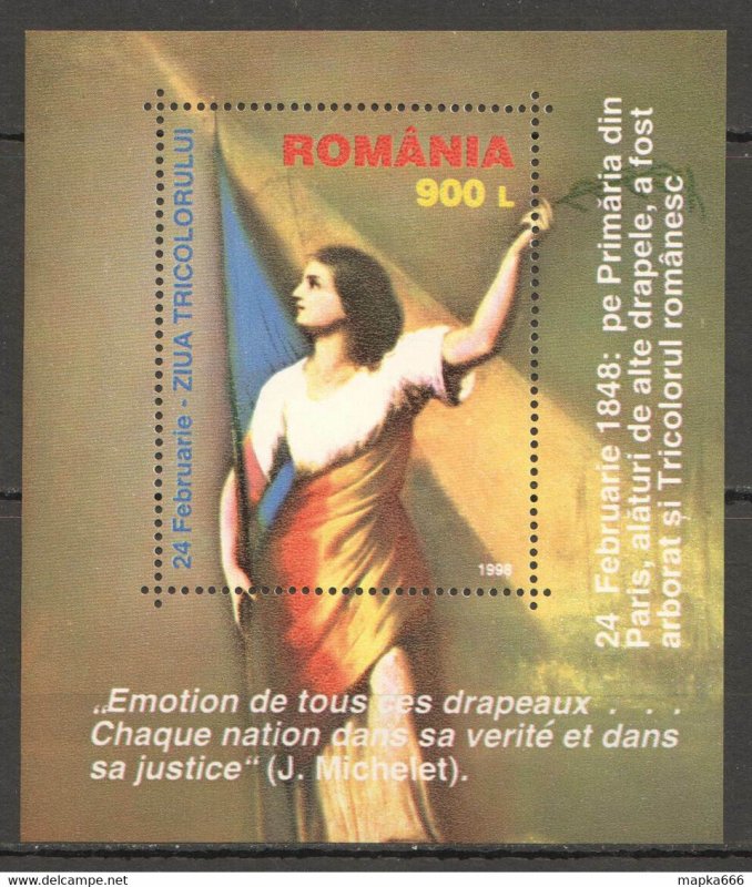 1998 Romania National Flag Day Philatelic Expo Efiro Bl308 ** Rm339