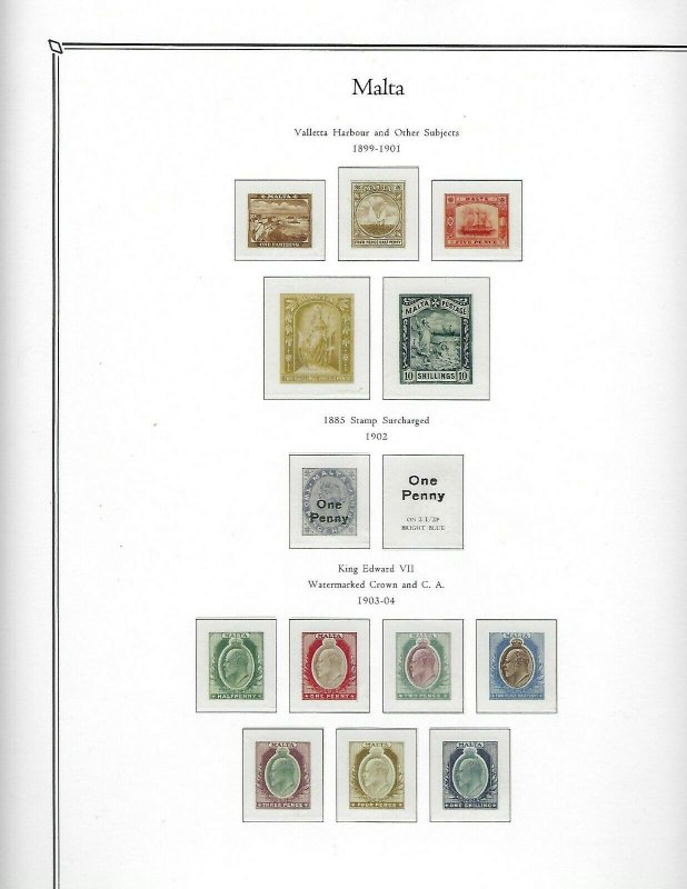 MALTA- PALO ALBUM 37 HINGELESS PAGES (1860-1970) -GIBBONS LAYOUT 