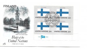 United Nations #465 Flag Series 1985, Finland ArtCraft MI4 FDC