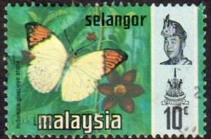 Malaysia - Selangor 131 - Used - 10c Great Orange Tip Butterfly (1971)