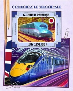 Sao Tome & Principe 2021 MNH High-Speed Trains Stamps Railways Rail 1v S/S