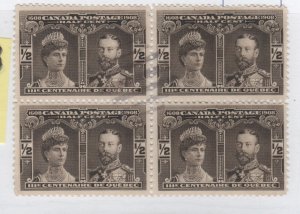 CANADA  1908 #96 half-cent block of 4 used VF likely philatelic rare block