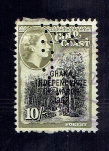 GHANA SCOTT#13 1957 10s FOREST OVERPRINTED - USED