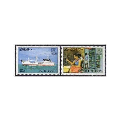 Kiribati 485-486,MNH.Michel 487-488. Transport,Telecommunications,1987.Ship,