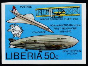 Liberia 747 imperf MNH Wright Brothers, Concorde, Zeppelin, UPU