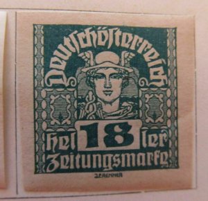 A5P35F123 Austria Newspaper Stamp 1920-21 18hmh*-