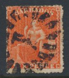 Barbados SG 31 SC# 20  Used   Brt Orange Vermillion see scans and details