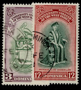 DOMINICA GVI SG118-119, BWI university college set, FINE USED.